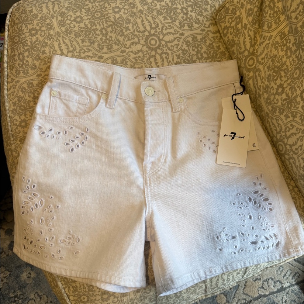 7 For All Mankind White Jean Shorts